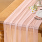 Socomi Blush Pink Gauze Table Runner Chiffon Like Wedding Table Runner 120 inches Long Boho Rustic for Bridal Shower Decorations Baby Shower