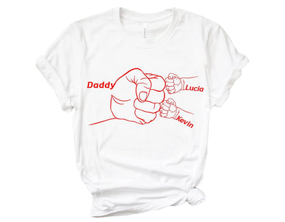 Personalized Fathers Day Gifts, Custom Child Fist Bump Shirt, Custom Dad, Grandpa Shirt, Customizable Daddy Shirt with Kid's Name, Christmas Gifts for Dad from Daughter and Son, Husband Gifts
