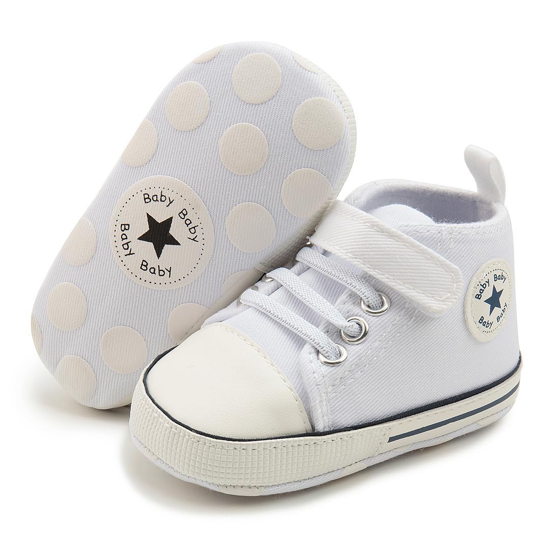 Unisex Baby Girls Boys Canvas High-top Shoes, Newborn Infant Anti-Slip Soft Sole Frist Walking Breathable Sneakers
