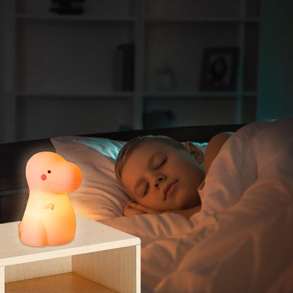 Children's Dinosaur Night Lamp, 7-Color Adjustable Breathing Dinosaur lamp, Portable Rechargeable LED Bedside lamp for Kindergarten, Boys and Girls' Toy Christmas Gift (Green)