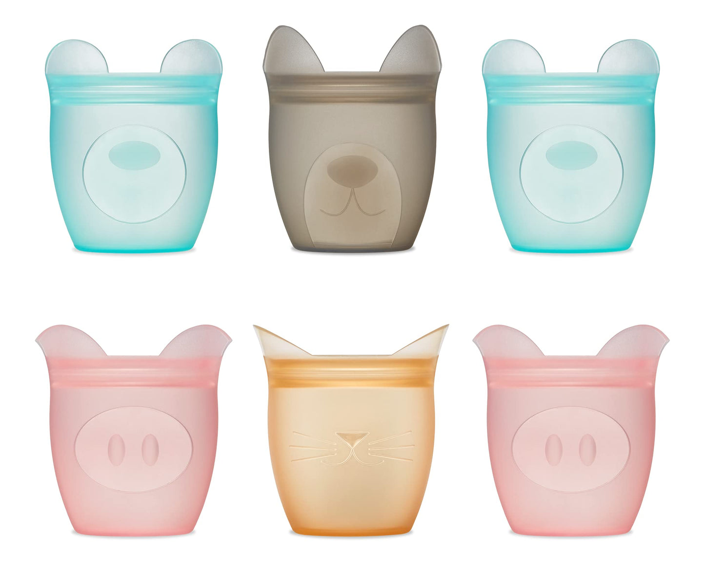 Zip Top Reusable 100% Silicone Baby + Kid Snack Containers - The only containers that stand up, stay open and zip shut! No Lids! Made in the USA - Teal Bear