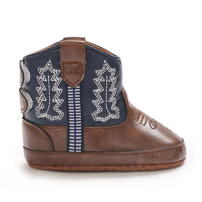 Kuner Baby Cowboy Boots Western Boots Toddler Cowboy Bootie Soft Sole Non-Slip Crib Shoes for Infant Boys Girls0-18 Months