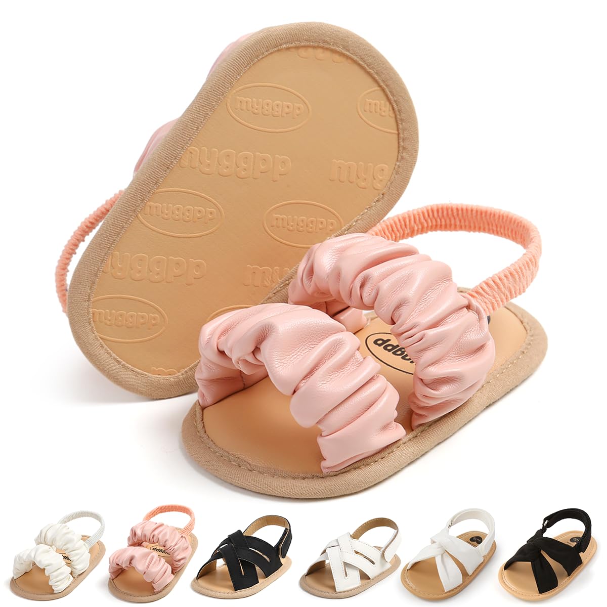 Meckior Infant Baby Girls Boys Summer Sandals Open Toe Lace Princess Dress Wedding Flats Shoes Newborn Toddler Soft Non-slip Sole First Walker Crib Shoes