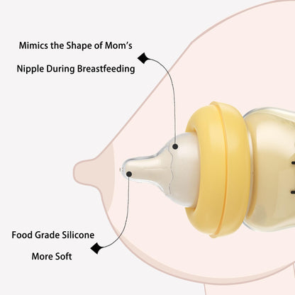 YOHKOH PPSU Baby Bottle Wide Neck, Newborn Anti-Colic Baby Bottle with Natural Response Nipple, Streamlined Body, Easy to Clean (8.8oz (Pack of 2), Yellow)