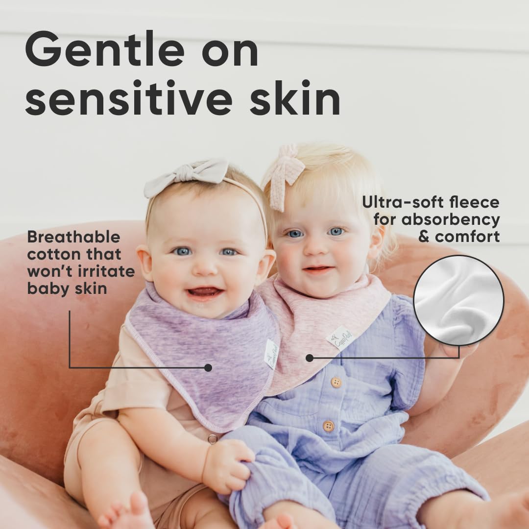 Copper Pearl 4 Pack Soft Cotton Baby Bibs for Drooling and Teething, Absorbent Drool Bibs for Baby Girl and Boy, Adjustable to Fit Newborns to Toddlers, Tons of Styles (Ferra)