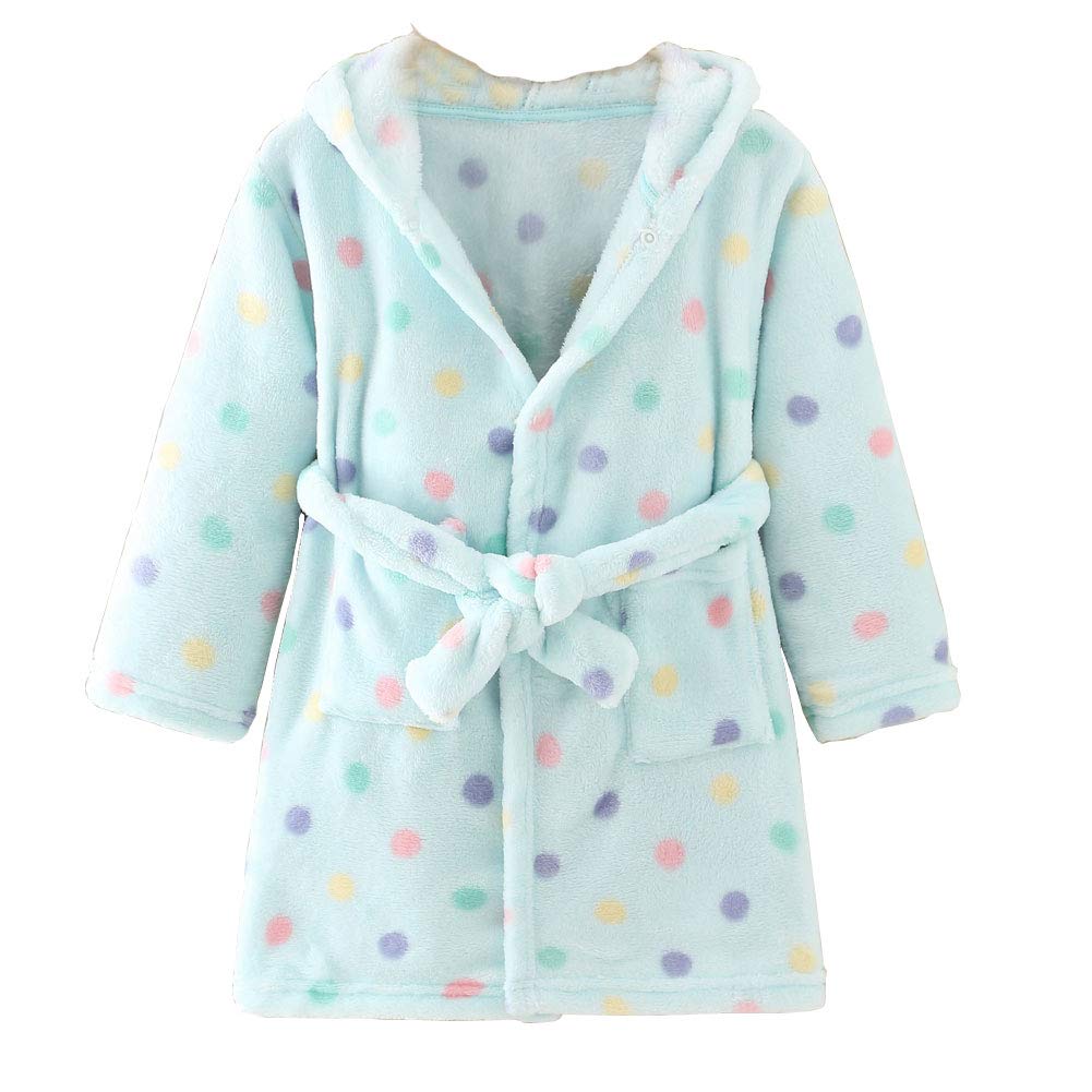 Unisex Baby Hooded Bathrobe Kids Flannel Pajamas Dressing Gown for Boys Girls