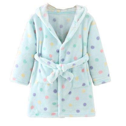Unisex Baby Hooded Bathrobe Kids Flannel Pajamas Dressing Gown for Boys Girls