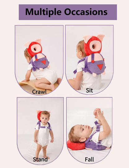 JunNeng Baby Head Protector Backpack, Toddler Walking Fall Head Protection, Pink Butterfly