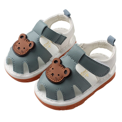 Childrens Bear Leather Foam Sandals Baby Boys Girls Hook Loop Flat Wide Barefoot Shoes Summer Outdoor Casual Water Shoes