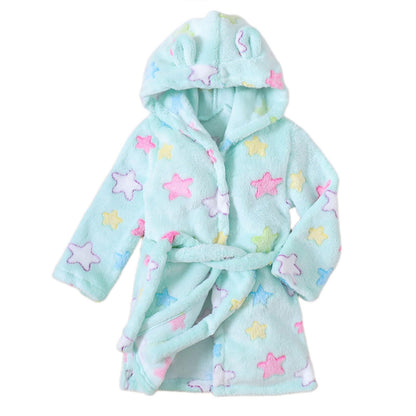 Toddler Unisex Baby R𝐨be Hooded Fleece Bathr𝐨be and Towel for Kids Boys Girls Plush Flannel Bathr𝐨be Warm Winter