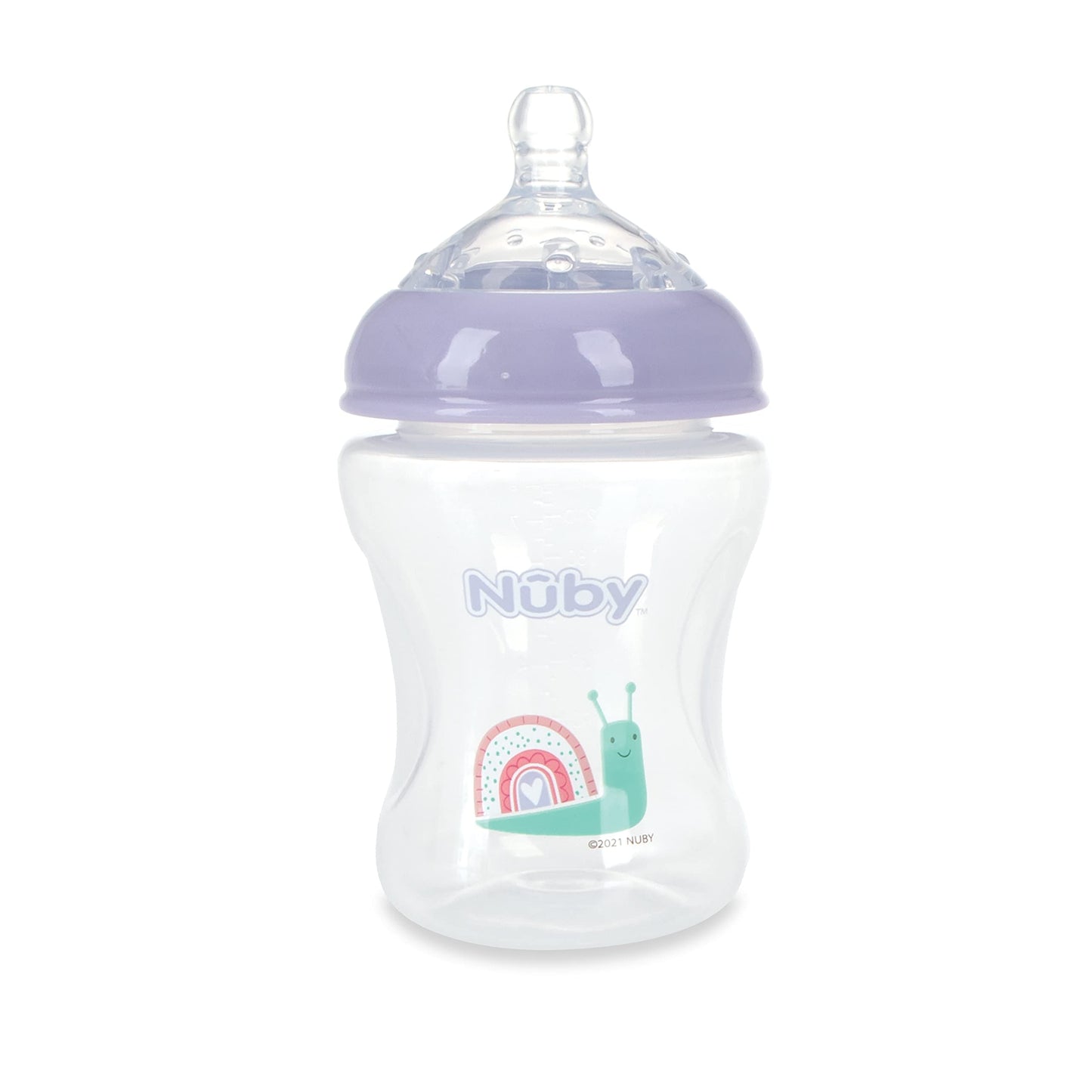 Nuby 3-Pack Infant Feeding Bottles with Slow Flow Breast Size Silicone Nipple: 0+ Months, 8oz, 3 Pack Set: Delicate Llama, Snail, Unicorn Prints