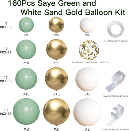 166 PCS Sage Green Balloon Arch Kit Green Balloons Sage Green Baby Shower Decorations Generally used for New Years Decorations Graduation Decorations Easter Decorations Green Birthday Decorations