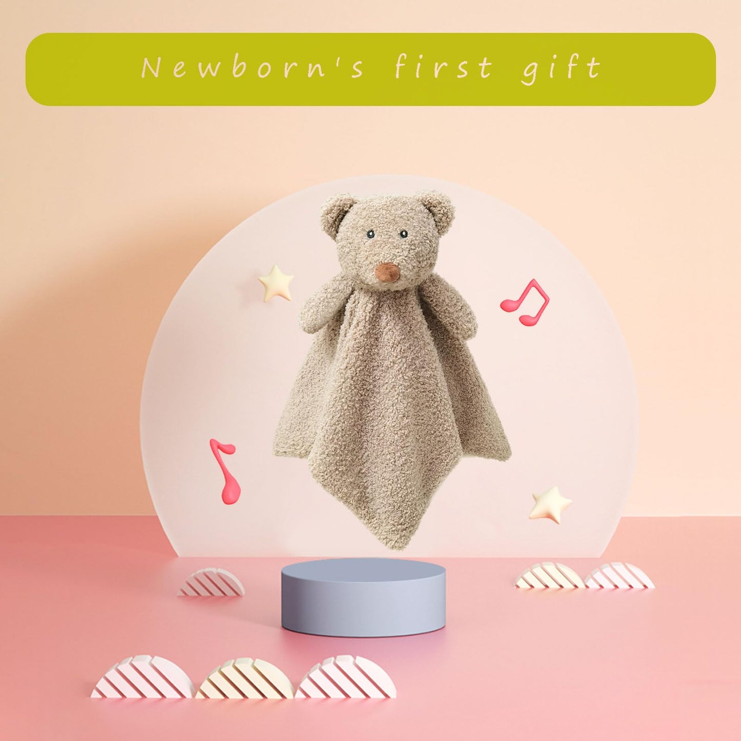 Baby Brown Teddy Bear Soft Stuffed Animal Security Blanket, Plush Bear Character Lovey Blanket, Baby Shower/Nursery Gift, Newborn Infant Toddler Snuggle Blankie for Boys Girls, 14 Inches