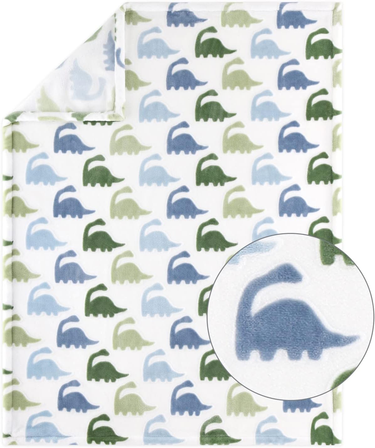 The Peanutshell 5 Piece Baby Crib Bedding Set for Boys - Newborn, Infant & Toddler Nursery Bed Set Decor with Fitted Crib Sheets, Blanket, Dust Ruffle Comforter - Blue Dino