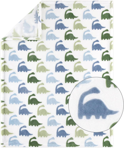 The Peanutshell 5 Piece Baby Crib Bedding Set for Boys - Newborn, Infant & Toddler Nursery Bed Set Decor with Fitted Crib Sheets, Blanket, Dust Ruffle Comforter - Blue Dino