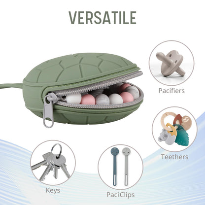Silicone Pacifier Holder Case, BPA-Free Newborn Baby Silicone Pacifier Holder for Boys & Girls, Portable Silicone Pacifier Container Case (Soft Lilac/Blush)