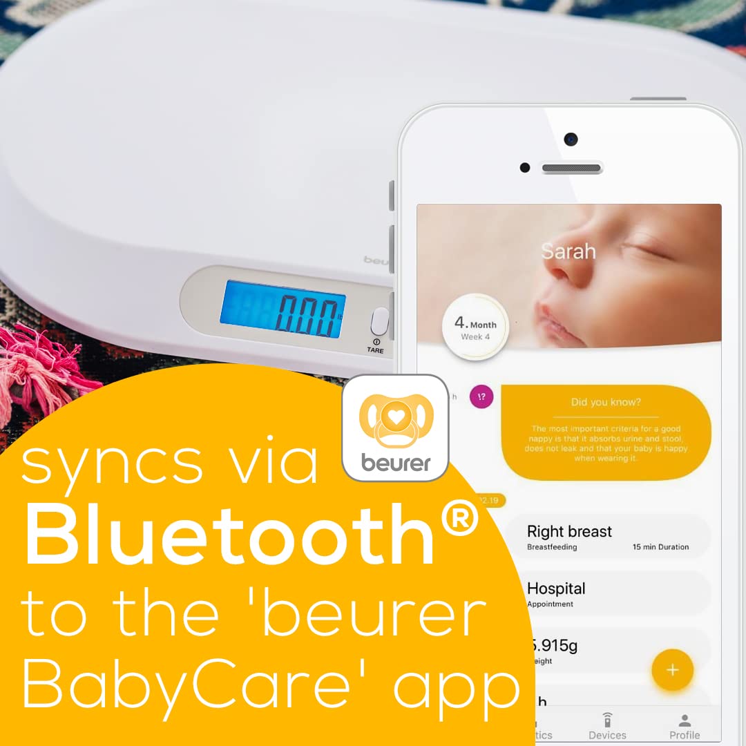Beurer BY82 Multifunctional Baby Scale for Infants, Pets, Kids, & Adults up to 396lbs, Measures in 4 Units with Backlit Digital Display & Hold Function for Accuracy, Animal Scale for Cats and Dogs