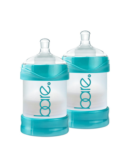 The Upright Bottle - Bittylab Bare Air-Free 4oz Twin for breastmilk or Baby Formula, Anti-Reflux, Anti-Colic, Anti-Gas, Fuss or Sleep Troubles. with Easy-Latch Nipples. 0-6 Months.