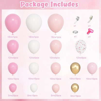 Ouddy Life 157 Pcs Boho Dusty Pink Balloons Arch Garland Kit, Blush Neutral Pink Sand White Metallic Gold Different Size Balloon for Girls Baby Shower Birthday Wedding Gender Reveal Party Decorations