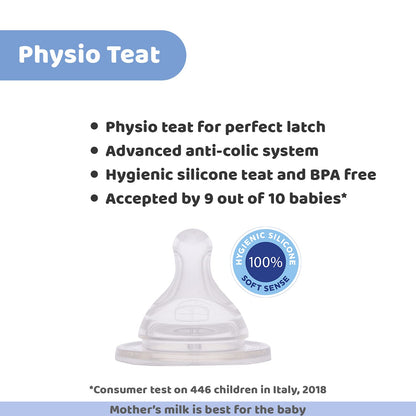 Chicco Well-Being 330 ml Feeding Bottle, Advanced Anti-Colic System, BPA Free, Hygienic Silicone Teat (Pink)