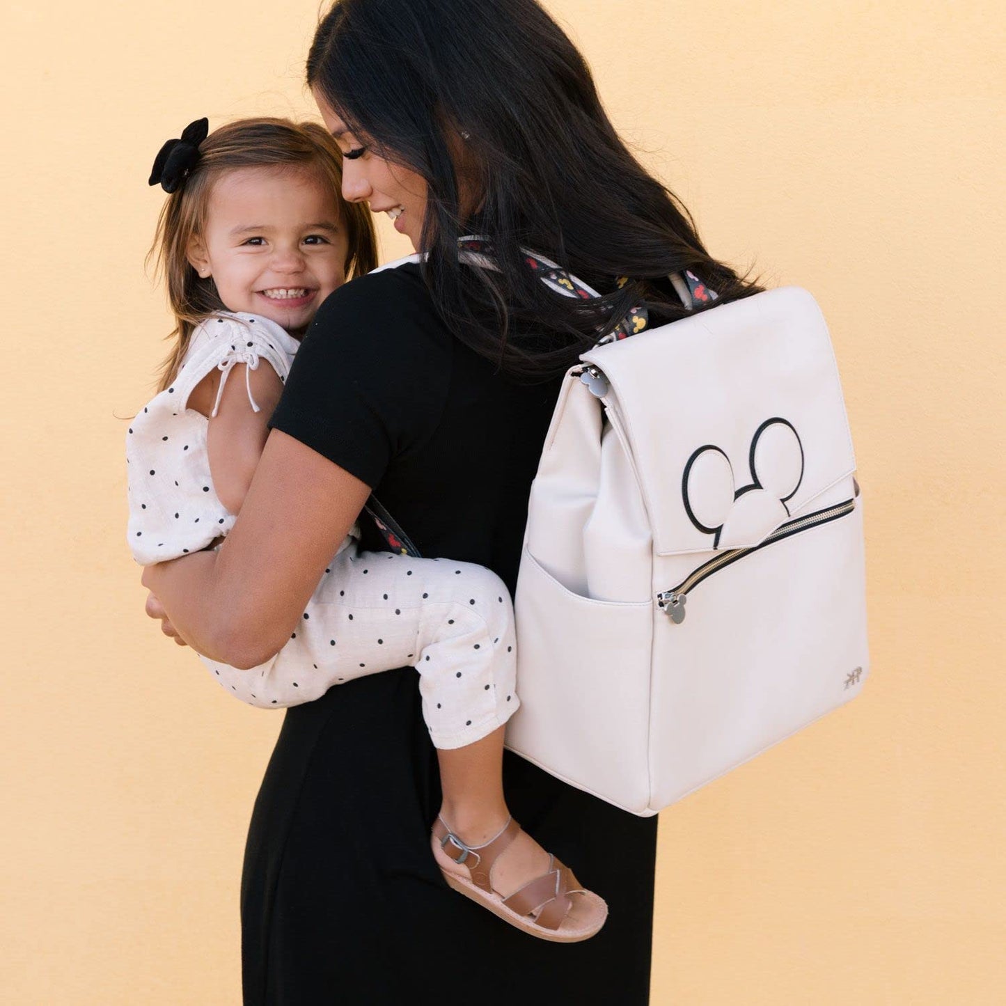 Freshly Picked Classic II Diaper Bag Backpack, Wipeable Vegan Leather With Changing Pad (Minnie Lots of Dots)
