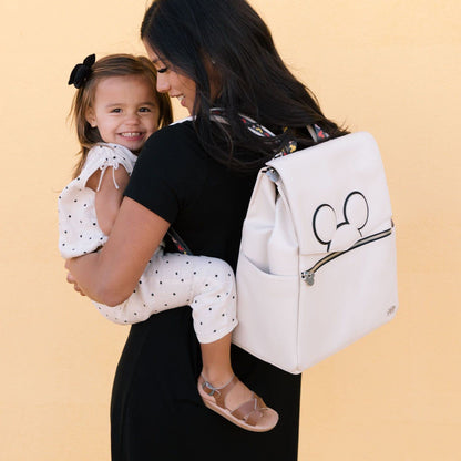 Freshly Picked Classic II Diaper Bag Backpack, Wipeable Vegan Leather With Changing Pad (Minnie Lots of Dots)