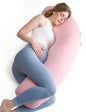 Momcozy Pregnancy Pillows for Side Sleeping, J Shaped Maternity Body Pillow for Pregnancy, Soft Pregnancy Pillow for Head Neck Belly Support, Blue