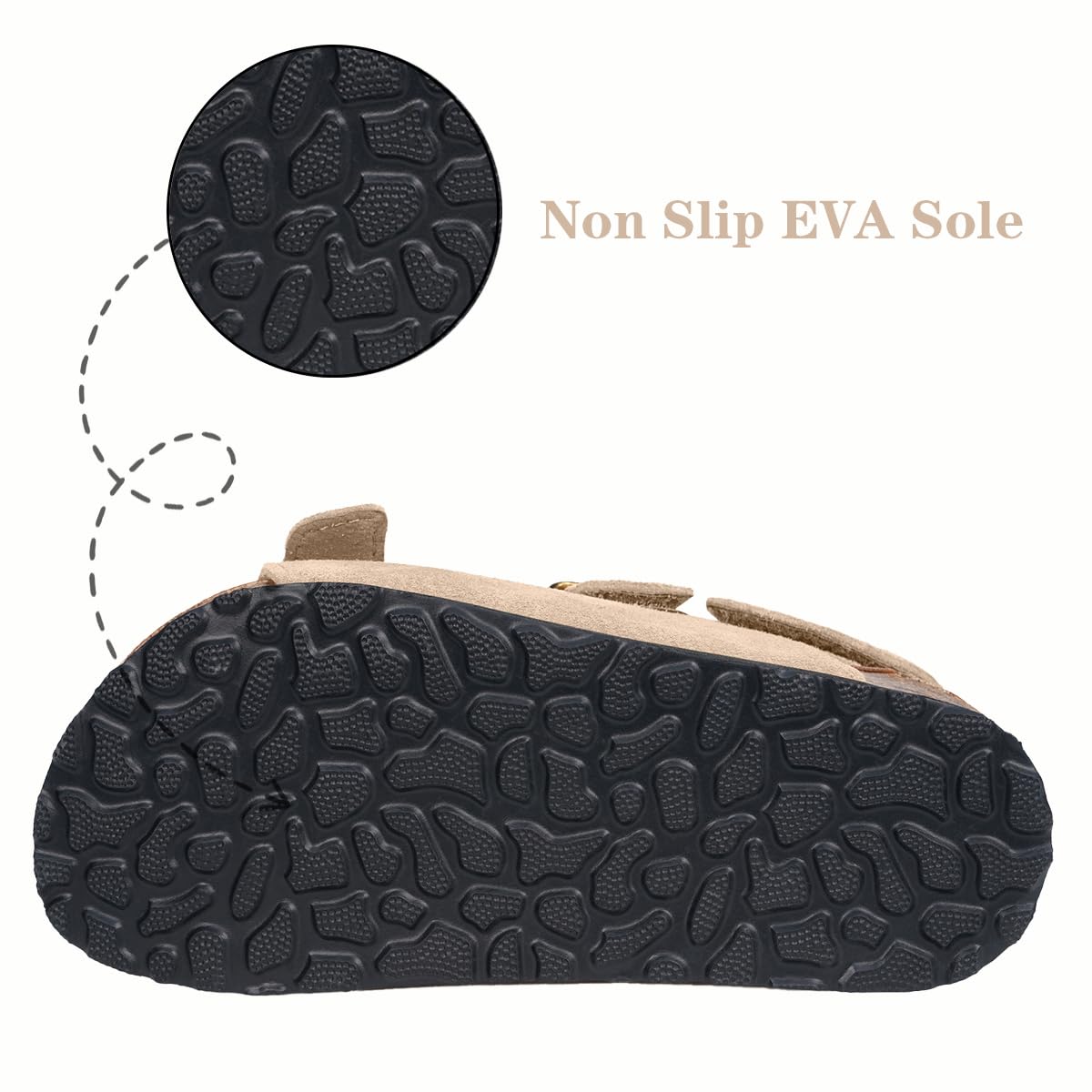 ZUSERIS Kids Toddler Sandals Boys Girls Cork Footbed Sandal Comfort Double Buckle Slip On Slippers with Adjustable Back Strap