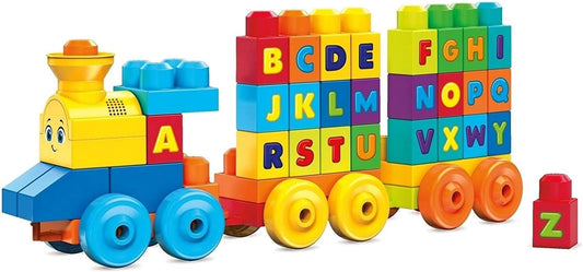 MEGA BLOKS First Builders Toddler Building Blocks Toy Set, ABC Musical Train with 50 Pieces, Music and Sounds, Ages 1+ Years