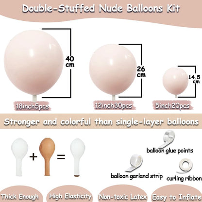Double Stuffed Nude Balloon Garalnd Blush Beige Balloons Cream Brown Balloon Arch Kit Different Sizes Ivory Latex Balloons For Neutral Baby Shower Gender Reveal Birthday Boho Party Decorations