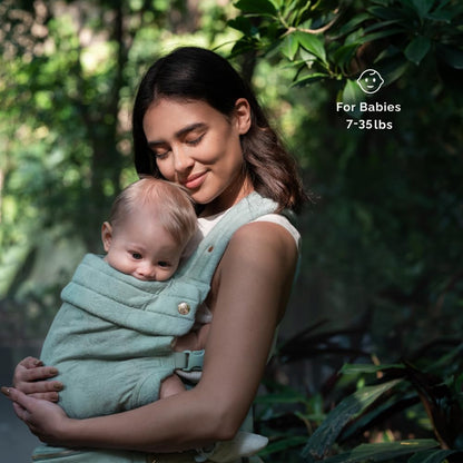 NEST BLANCHE Baby Carrier – Soft Cotton Linen Blend with Magnolia Jacquard Design, Adjustable and Ergonomic for Newborns and Toddlers (Teal)