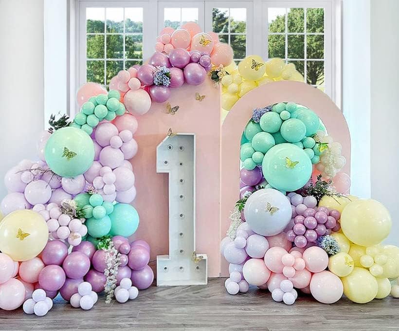 Pink Blue Green Balloon Garland Double Stuffed Dusty Light Green Baby Blue Blush Mauve Latex Pastel Balloon Arch Kit for Boho Baby Shower Gender Reveal Bear Birthday Floral Party Decoration