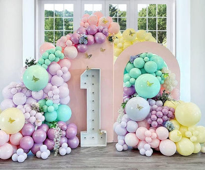 Pink Blue Green Balloon Garland Double Stuffed Dusty Light Green Baby Blue Blush Mauve Latex Pastel Balloon Arch Kit for Boho Baby Shower Gender Reveal Bear Birthday Floral Party Decoration