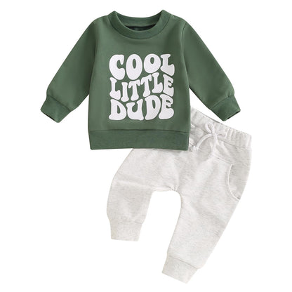 Toddler Baby Boy Fall Clothes Letter Print Long Sleeve Sweatshirt Elastic Pants Cute Kids Winter Outfits