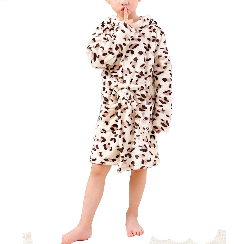 Unisex Baby Hooded Bathrobe Kids Flannel Pajamas Dressing Gown for Boys Girls