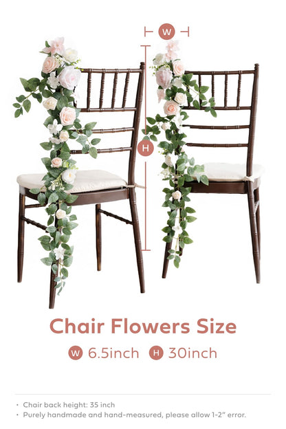 Ling's Moment 10pcs Wedding Chair Decorations Aisle Floral Swag Artificial Pew Flowers Hanging Garland Pink Blush & Cream For Ceremony Reception Church Rose Floral Faux Arrangement Party Outdoor Decor