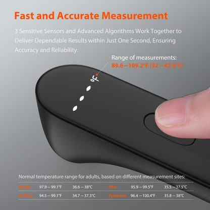 iHealth No-Touch Forehead Thermometer for Adults, Kids, Babies - FSA HSA Eligible, 3 Ultra-Sensitive Sensors, Quiet Vibration Feedback, Digital Large LED Digits, Easy to Use for Home & Nurses, PT3