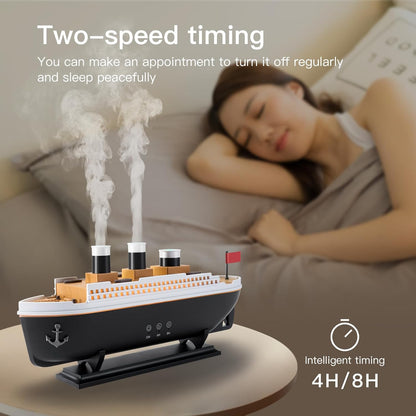 Titanic Humidifier 250ml, Jellyfish Diffuser Cool Mist Ultrasonic Aroma Aromatherapy Diffuser with Remote Control 7 Light 2 Mist Mode Auto Shut-Off for Bedroom Office Hotel(Black)
