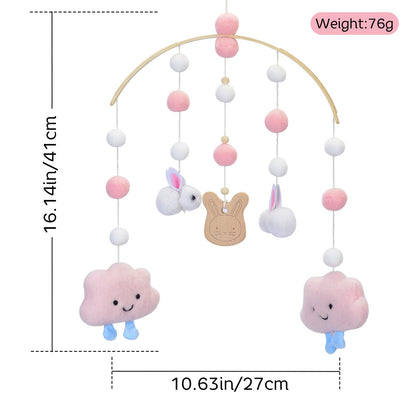 Baby Crib Mobile - Cloud Mobile for Crib, Felt Cloud Nursery, Baby Bassinet Mobile - Shower Set for Infant Bedroom Hanging Decoration (Pink)