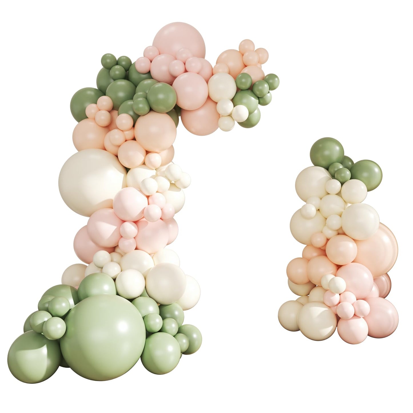 Sage Green Pink Balloon Arch kit,131Pcs Pastel Pink Green Sand White Peach Balloon Arch Graland Kit for Baby Shower Wedding Bridal Birthday Gender Reveal Party Decorations