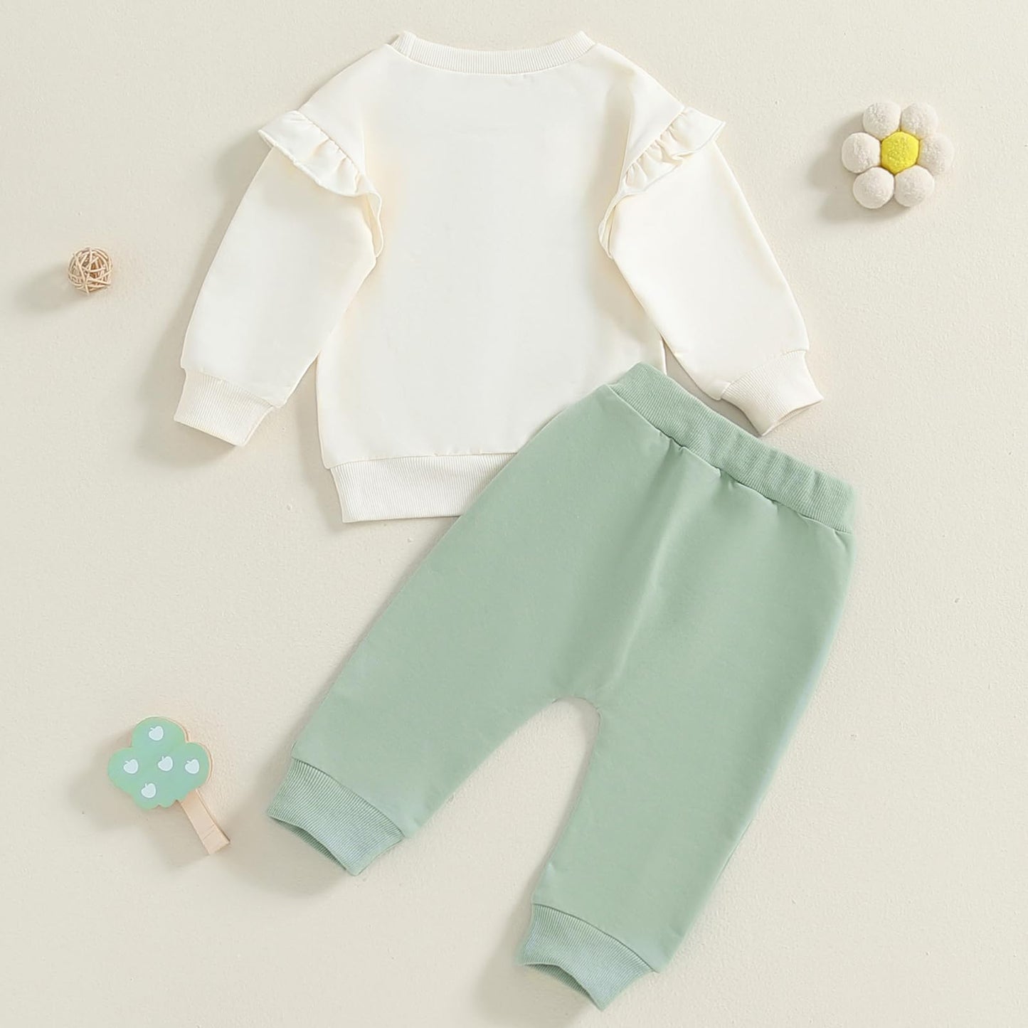 Kupretty Baby Girl Clothes Toddler Fall Winter Outfit Ruffles Crewneck Bow Pullover Sweatshirt + Joggers Pants Set