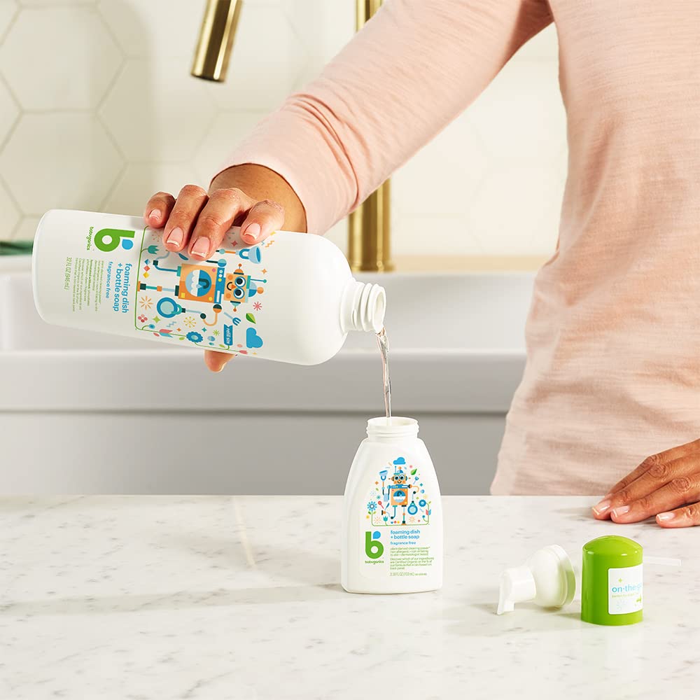 Babyganics Foaming Dish Soap, Pump Bottle, Fragrance Free, 16oz, 3 Pack