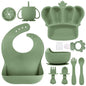 Silicone Baby Feeding Set 10 Pcs Baby Led Weaning Supplies Suction Bowl Divided Plate Baby Bibs Fruit Feeder Baby Spoons Forks Sippy Cup Toddler Utensil Sets Baby Essentials for Newborn Gift