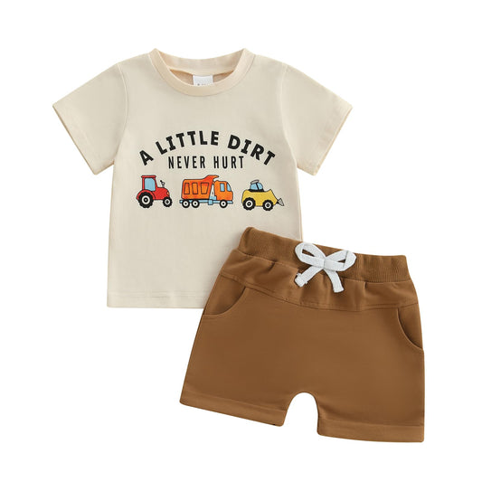 Toddler Baby Boy Summer Clothes Funny Pattren Letter Short Sleeve T Shirt with Shorts 2 Peices Outfits