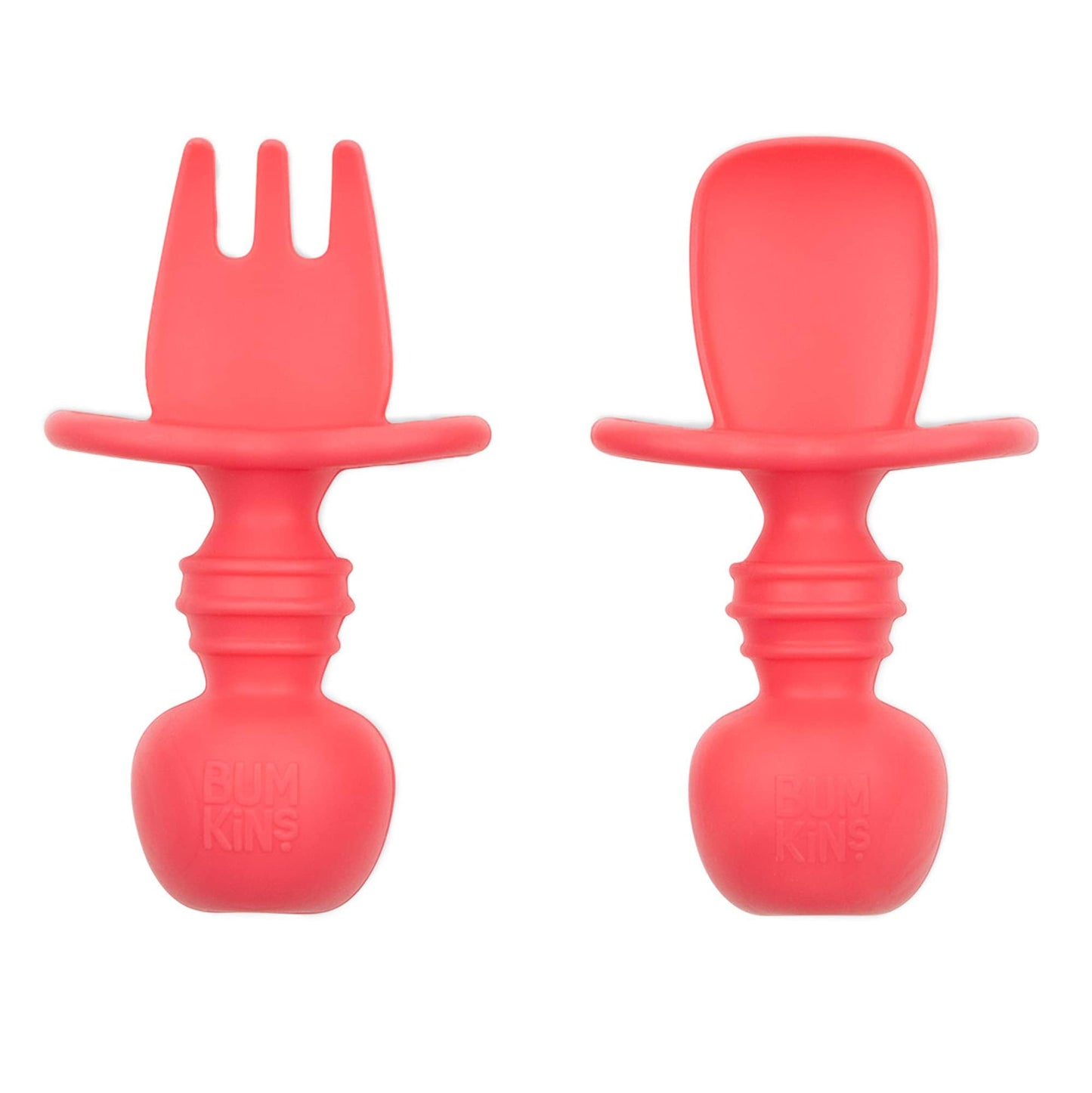 Bumkins Disney Baby Utensils Set, Chewtensils Silicone Spoons for Dipping, Self-Feeding, Baby Led Weaning, Trainer Learning, First Stage Eating, Soft Fork and Spoon, Babies 6 Months, Minnie Mouse
