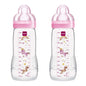 330ml Pack Of 2 Pink Mam Baby Bottle With Spill Free Lid