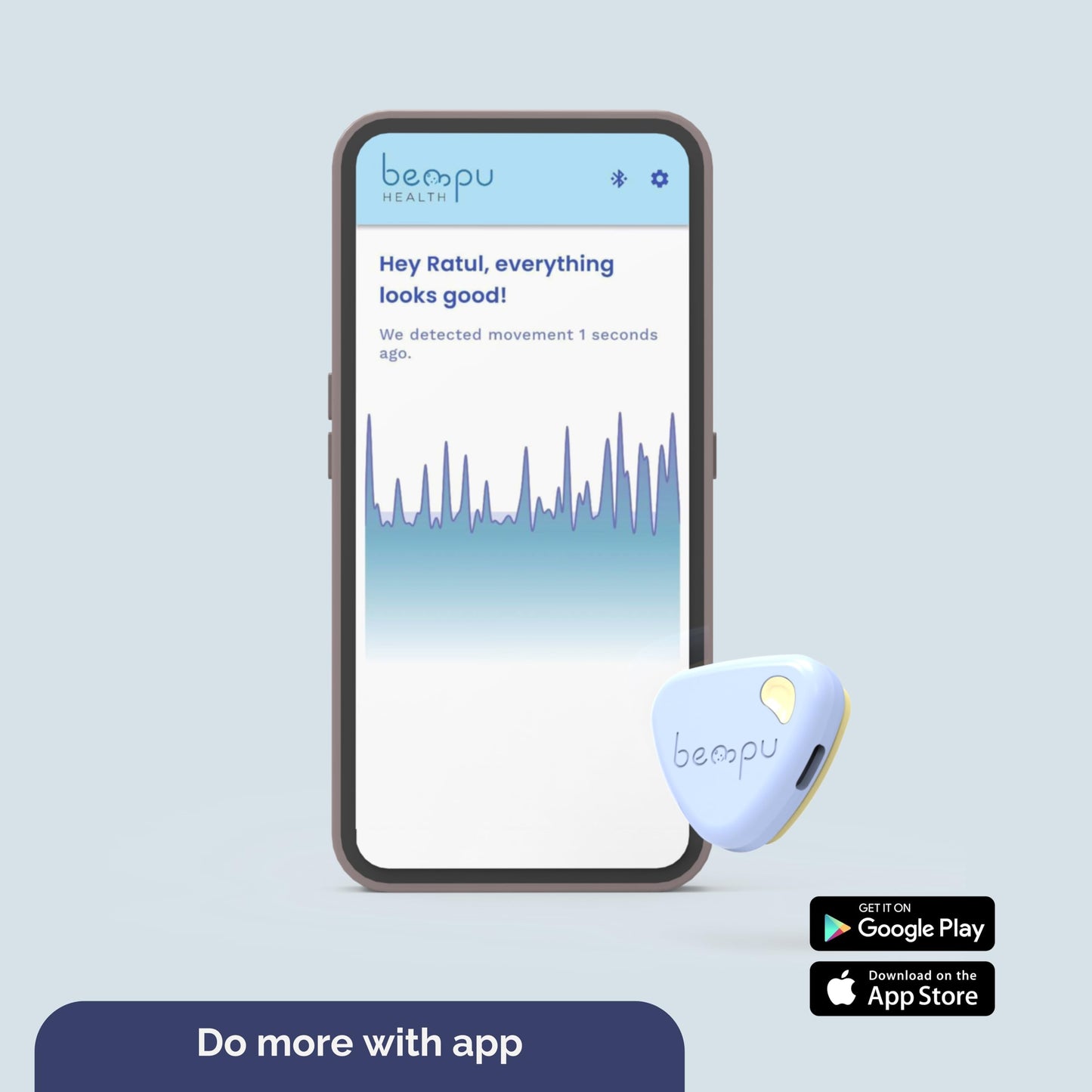 Bellybutton Smart Breathing Baby Monitor for Safer Sleep with Gentle Vibration, App Notifications, Easy to Clip, Portable, Medical-Grade Materials & Non-Bulky Design