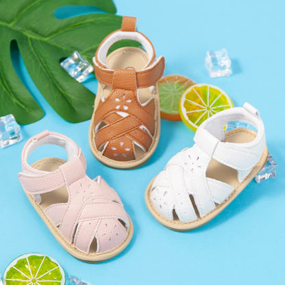 Kannior Infant Boys Girls Sandals Breathable Premium Baby Summer Outdoor Casual Beach Shoes Lightweight Toddler Flower Bowknot Anti Slip Rubber Sole Newborn Prewalker First Crib Shoes