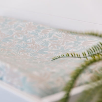 Crane Baby Quilted Changing Pad Cover with Animal Print, Breathable Cotton Sateen, Fits Standard 16”X32” Pads, Ocean Whale Blue