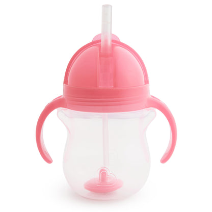 Munchkin Cool Cat Sippy Cup for Toddlers, Stainless Steel Straw Cup, 8 Ounce, Pink